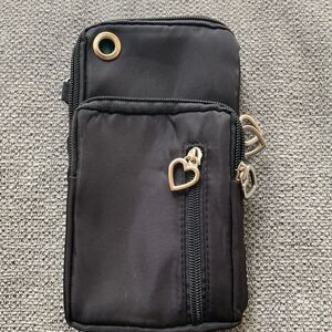 Crossbody Cell Phone Bag Black Nylon